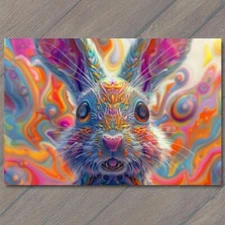 Art Print Rabbit Bunny Surrealism Crazy Bright Colors Weird Strange Wild Unusual