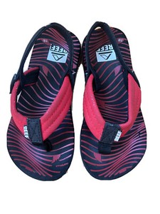 Boys REEF  Lightweight Sandal Sandals Flip Flops Black Red  Shoes sz 7 8