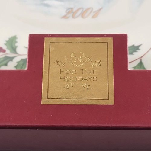 Piatto natalizio Lenox 2001 annuale da collezione 11° serie Babbo Natale in visita bambini nuovo con scatola - Foto 10 di 11