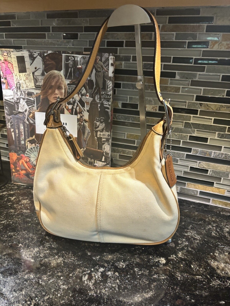 COACH Vintage Spectator Cream Canvas & Tan Leather Hobo COACH Vintage Spectator Cream Canvas & Tan Leather Hobo