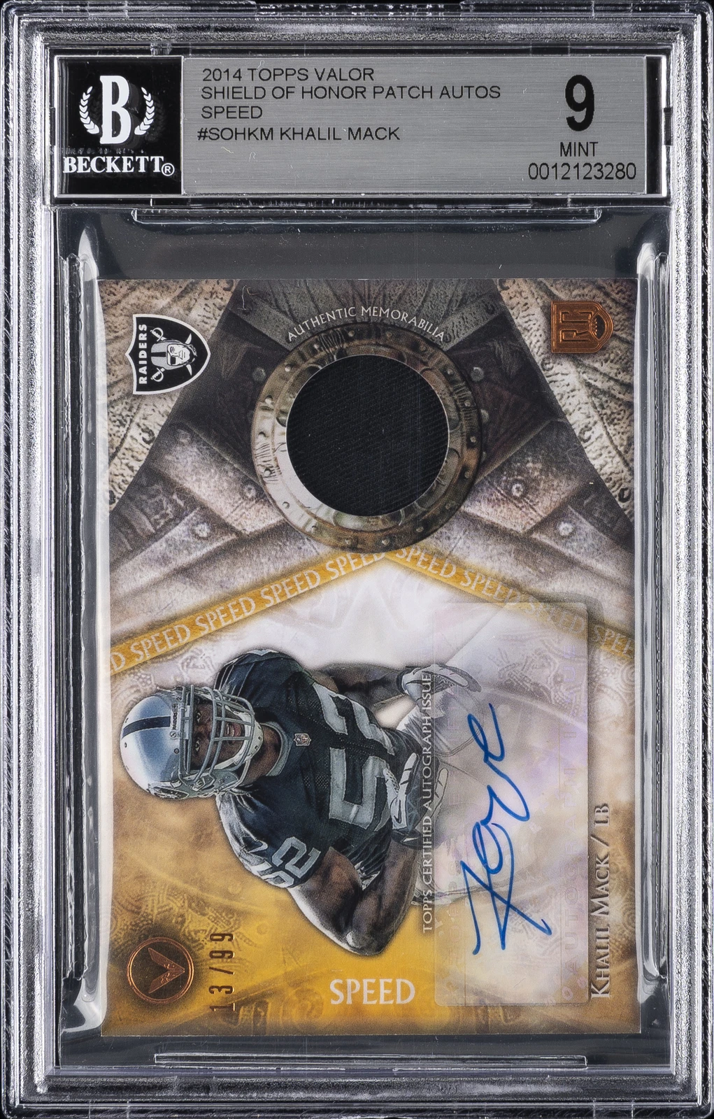 Khalil Mack Topps Valor Shield of Honor Autograph Patch #SOHKM Speed