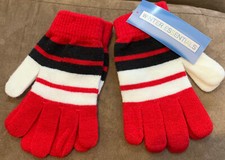 GLOVES RED/WHITE/BLACK STRIPES ONE SIZE 2-PAIR SUPER CUTE
