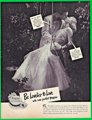 1948 FRESH DEODORANT AD ~ BE LOVELIER TO LOVE 