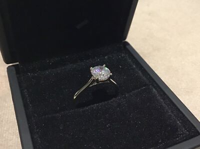 1,0 Karat Lab Created Brillantschliff Diamant Ring in Platin plattiert 925 Größe O