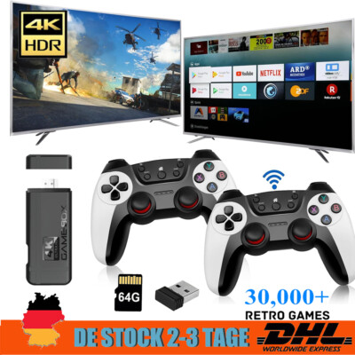 4K TV Video Game Stick Retro Gaming Konsole mit 2 Wireless Controller 30000+