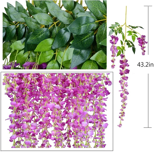 Guirnalda de vid de glicinia artificial 24 un. planta de flores falsas jardín decoración de bodas - Imagen 20 de 38