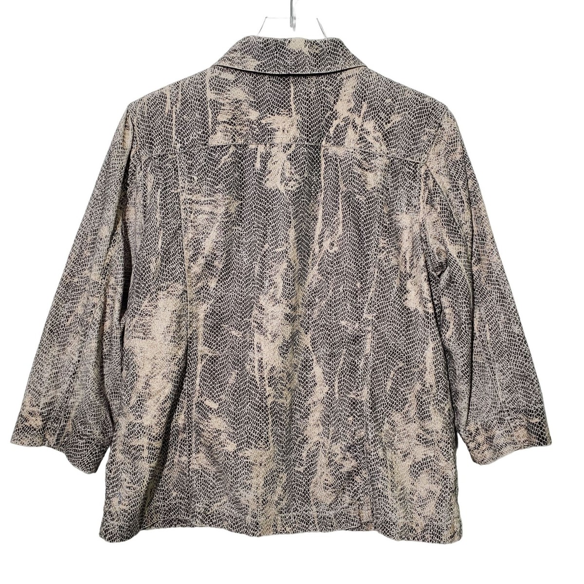 ジャケット・アウター LENO BIGTRENCHCOAT Chicos 2 Snakeskin Linen Blend Jacket Womens Size Large