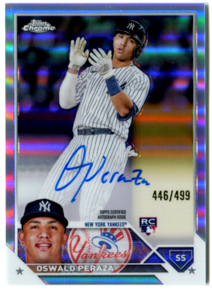 2023 Topps Chrome Oswald Peraza Chrome Refractor Rookie Auto /499 Yankees