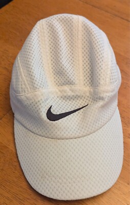 Vintage Nike Mesh Hat Cap White Strapback Tailwind Running Tennis Swoosh Check