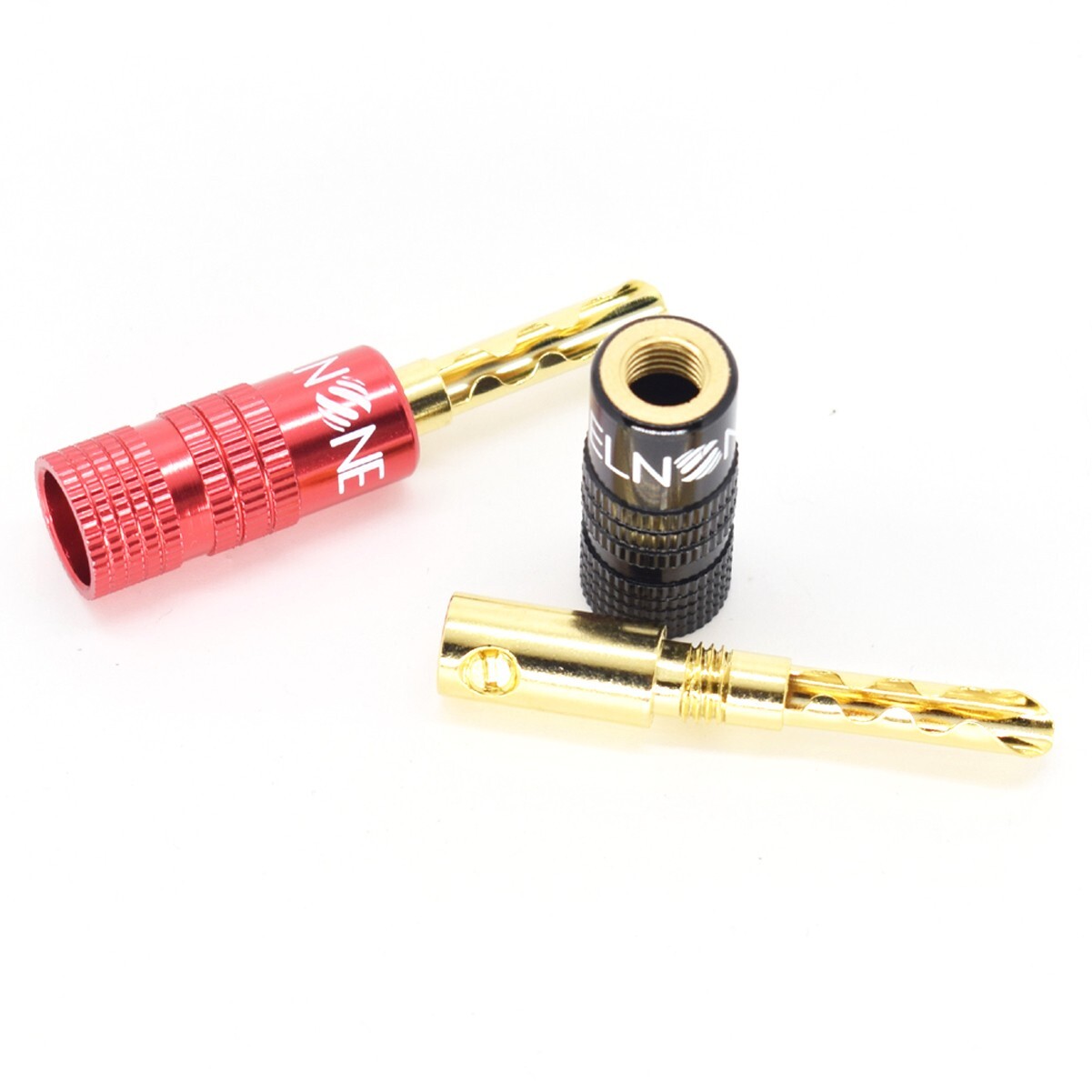 2pcs ELNONE Gold Plated Audio BFA Banana Plug Speaker Cable Connectors Screws