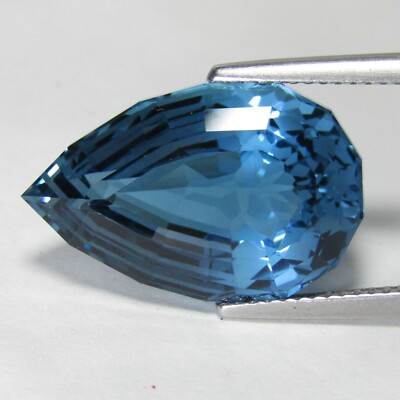 17.53Cts Ravishing Natural London Blue Topaz Pear Magic Custom Cut Gemstone