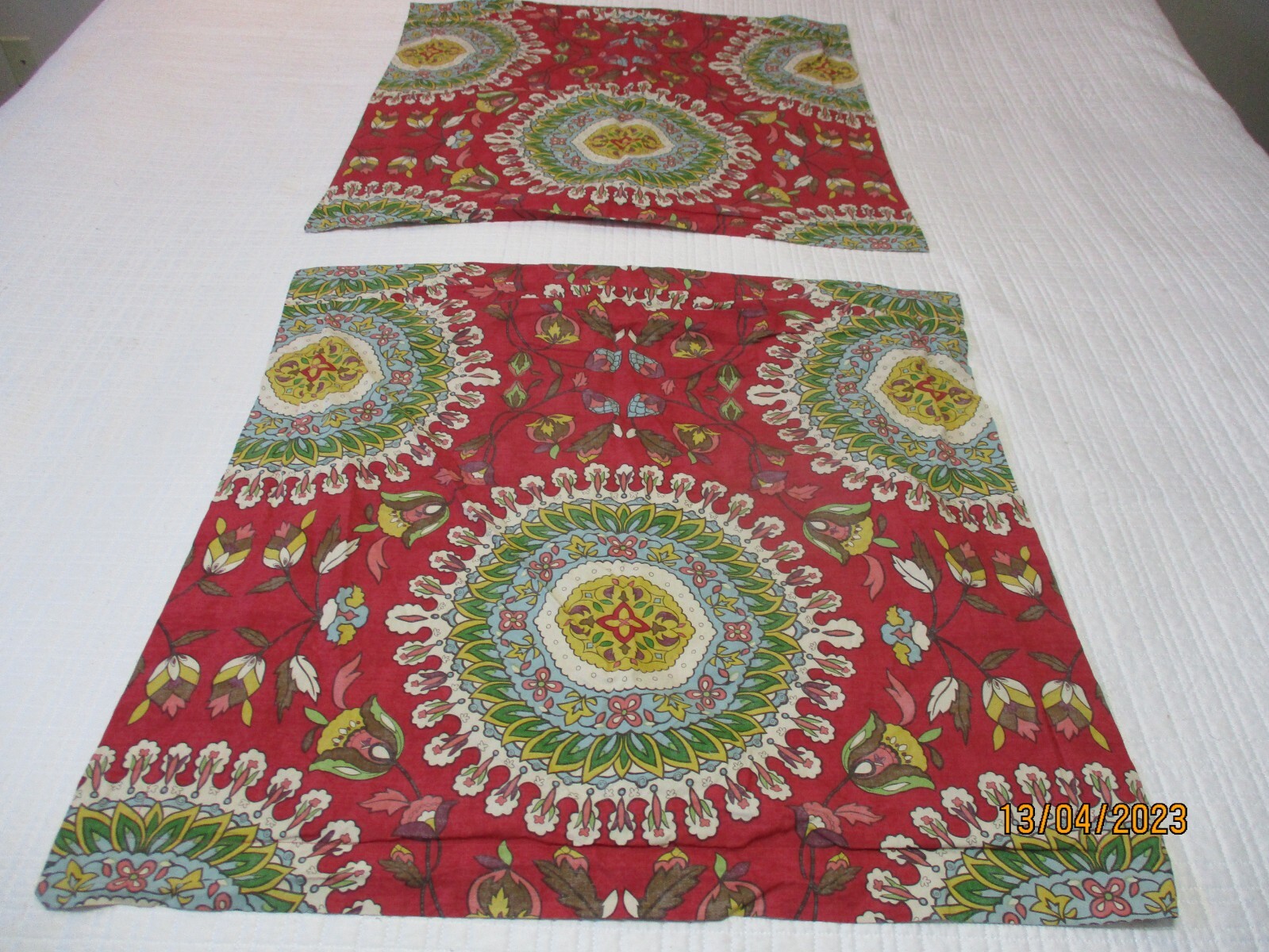 Pottery Barn California KING DUVET COVER+ 2 Euro SHAMS Red DELLA