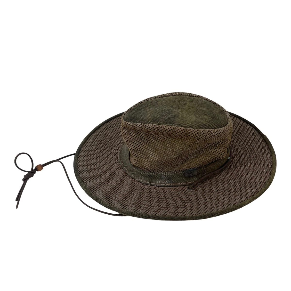 Henschel Hat Company Mesh Panama Safari Hat Mens Size Medium Chin Strap Brown