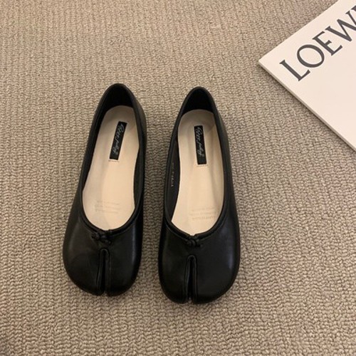 Women's Fashion PU Leather Bowtie Split Toe Flat Heel Loafers Ballet Court Shoes - Picture 6 of 27