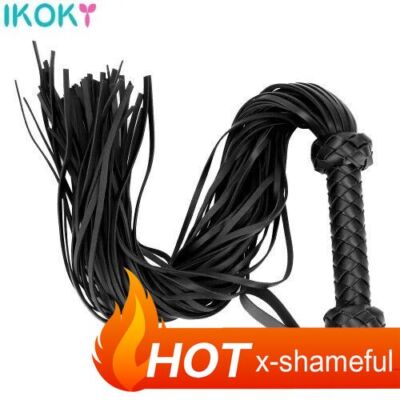 Black&Red PU Whip Flogger Handle Spanking Paddle Knout Flirts  Adult Game