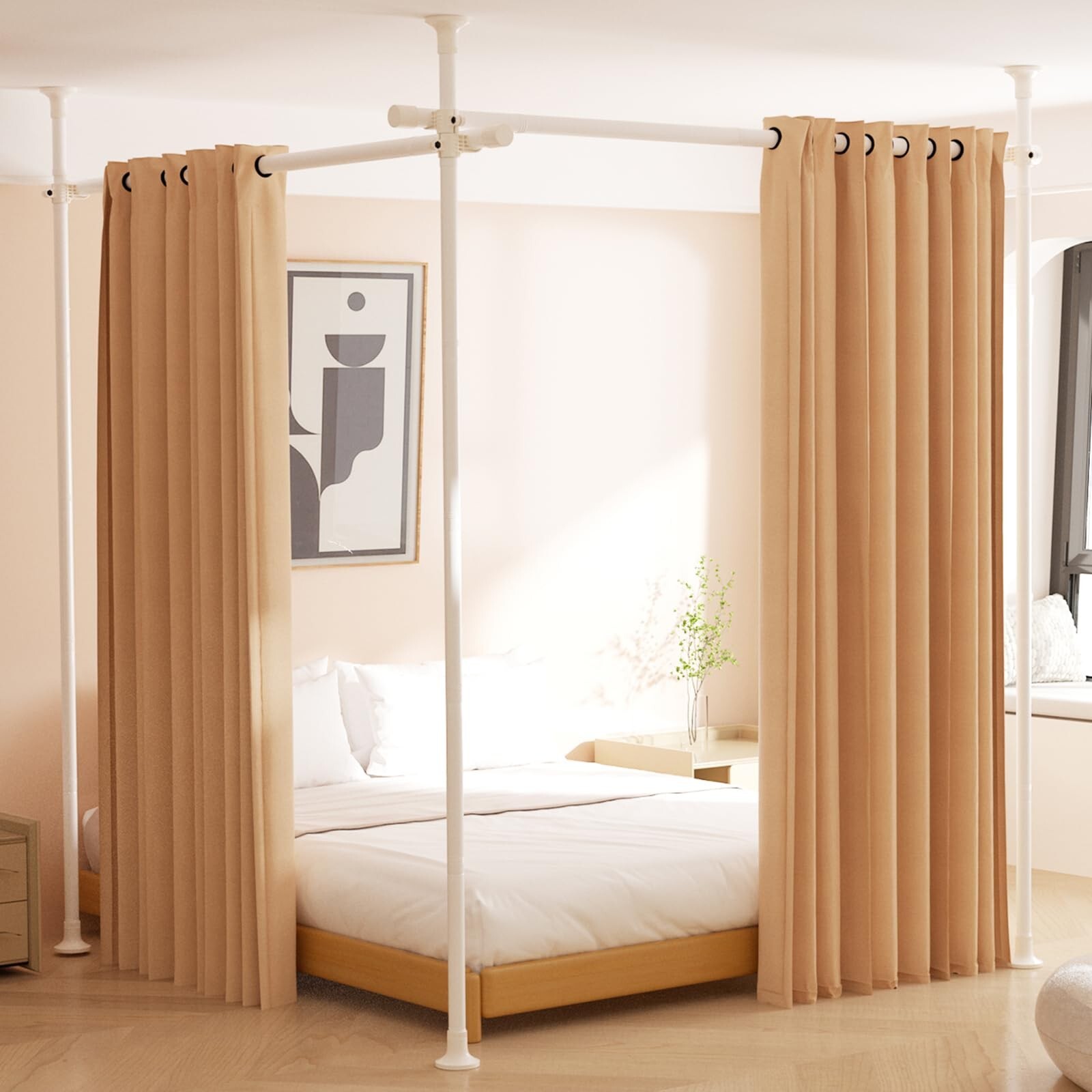 Room Divider, No Drilling Curtain Rod, 4-10ft (H) 28-114inch(W) Adjustable  He..., image size:1600x1600