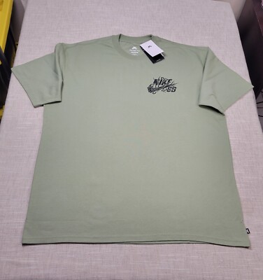 NIKE SB Tshirt XL Tall Mens Olive Green Black Dragon - Main Image