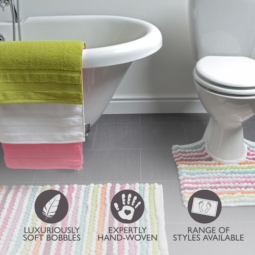 Tappetino da bagno grosso a righe Bobble due pezzi tappetino da bagno e piedistallo set di lusso - Foto 29 di 49