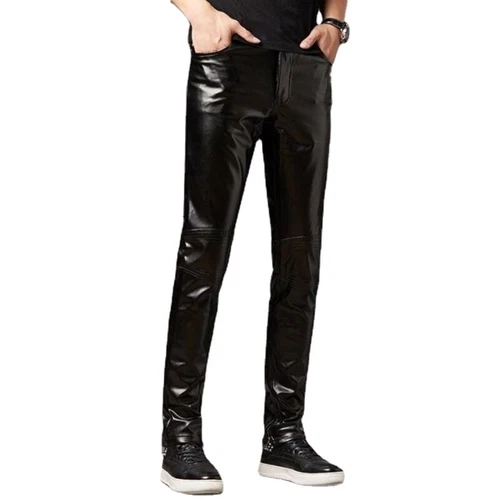 Herren Glanz Kunstleder Hose Stretch Wetlook Leggings Skinny Hose Slim Fit - Bild 5 von 19