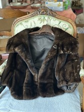 Vintage Real Mink Fur Hook Closure Cape, Extra Dark Brown, Mint Condition