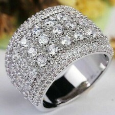 Luxury Unisex Wedding Big Ring 5.50 CT Round Cubic Zirconia 925 Sterling Silver