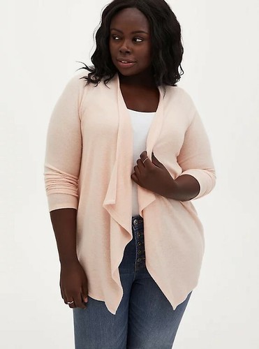 TORRID SUPER SOFT PLUSH SIZE 00 LIGHT PINK DRAPE FRONT CARDIGAN | eBay