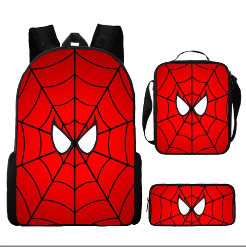 Boys Spider 3 Piece Backpack School Set: Backpack, Lunch Bag, Pencil Case