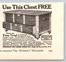 Publicité imprimée 1919 Piémont Red Cedar Chest Co Statesville NC Utilisez ce coffre sans