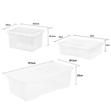 Clear Plastic 25L / 32L/ 62L Storage Box with Lid Stackable Nestable Boxes Home