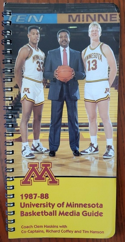 1987-88 UNIV OF MINNESOTA GOPHERS MEN'S BASKETBALL MEDIA GUIDE: CLEM HASKINS COV