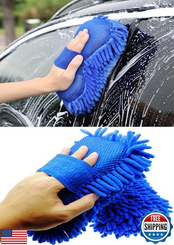 Microfiber Car Wash Sponge-Non Scratch Sponges-Two Sided Chenille Microfiber