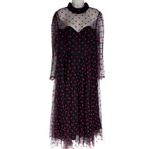 Shein Curve Prom Dress Womens 0XL (12) Black Tulle Red Heart Romantic Valentines