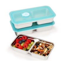 YQL 3 Pack Stainless Steel Snack Containers with Lids, Double Compa... Fast Ship