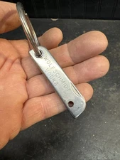 Small 2 1/4 inch Silver Trim Trio Pocket Knife w/key chain WOLFSCHMIDT VODKA