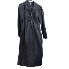 Free People Black Long Sleeve Gothic Lace Up Size Large Whimsigoth Maxi Dress
