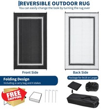 Garvee 9x18 Outdoor Patio Rug, Waterproof Straw Mat, Reversible, Stakes