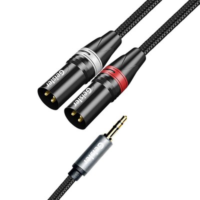 3.5mm TRS Stereo to Dual XLR Male Y-Splitter Cable Hi-Fi Audio Cable Low Noise