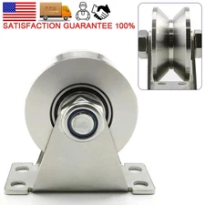 1Pc V-Groove Wheel Pulley Stainless Steel Pulley Block Caster Wheels Roller NEW