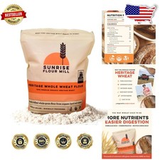 Pure Organic Heritage Wheat Flour 2lb - Ultra-Fine, Nutty Flavor, Digestible