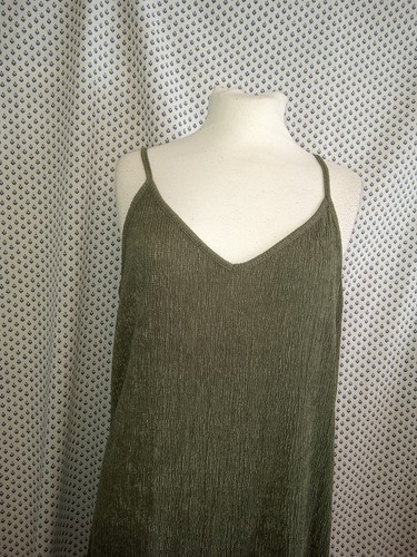 Primark Khaki Stretch Crinkle Fabric Strappy Straight Midi Dress Size 20 Bnwt - Picture 5 of 24