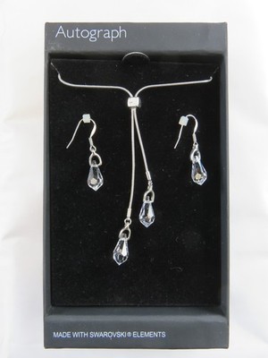 Pendant Necklace Earring Set from Autograph at M&S Clear