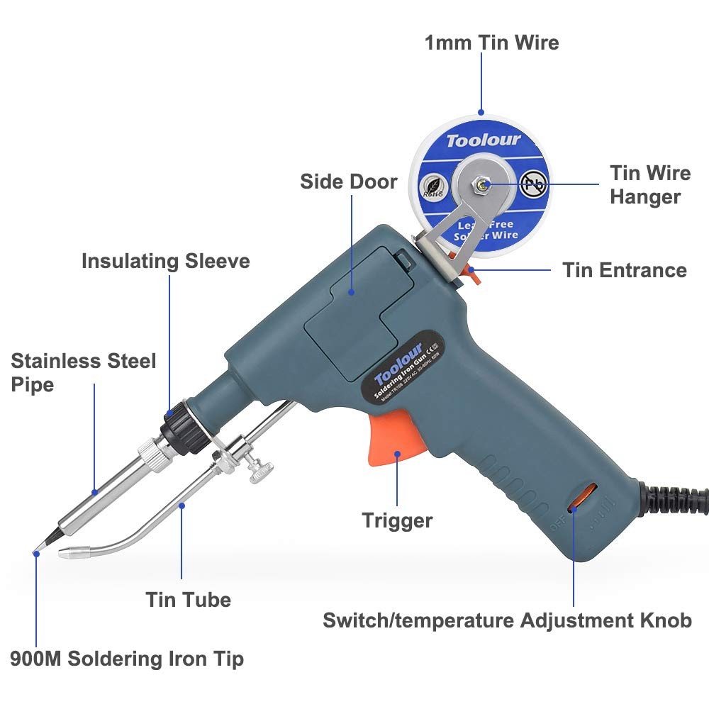 6 in 1 Soldering Gun Solder Iron Kit, 60W 110V Temp Adjustable Automatic Hand