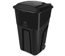 Outdoor Garbage Can with Lid, 32 Gallon Wheeled Large Trash Can, Snap Lid