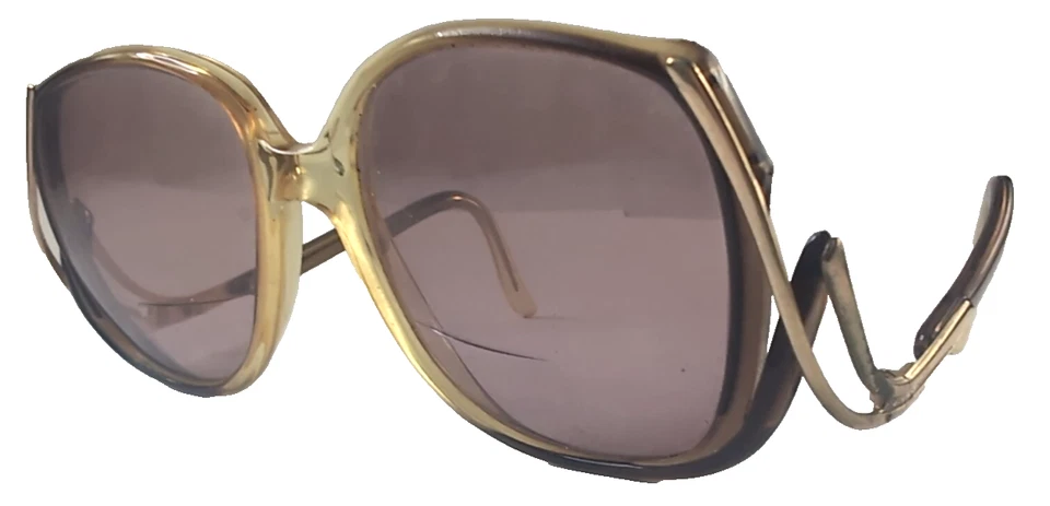 Vintage Hippie 70’s Translucent Gold Oversized Butterfly Sunglasses France 52 16 - Image 2 of 4