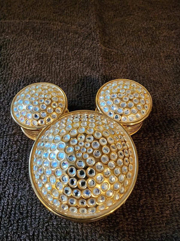 Rare Vintage  Disney Napier Trinket Box Mickey Head Logo w/Swarovski Crystals
