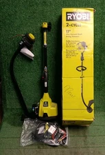 RYOBI 17"in Gas Trimmer 25cc 2-Cycle Attachment Capable Full Crank Curved Shaft
