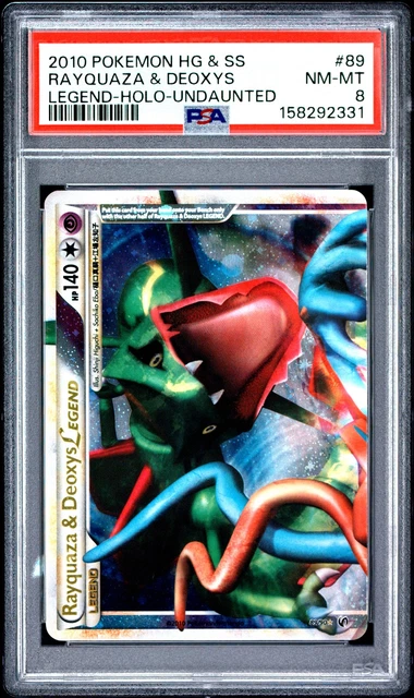 POKEMON HEARTGOLD & SOULSILVER UNDAUNTED #89 RAYQUAZA & DEOXYS LEGEND-HOLO PSA 8