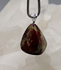 DRACHENBLUTJASPIS Anhänger Trommelstein mit 925er Silberöse d1