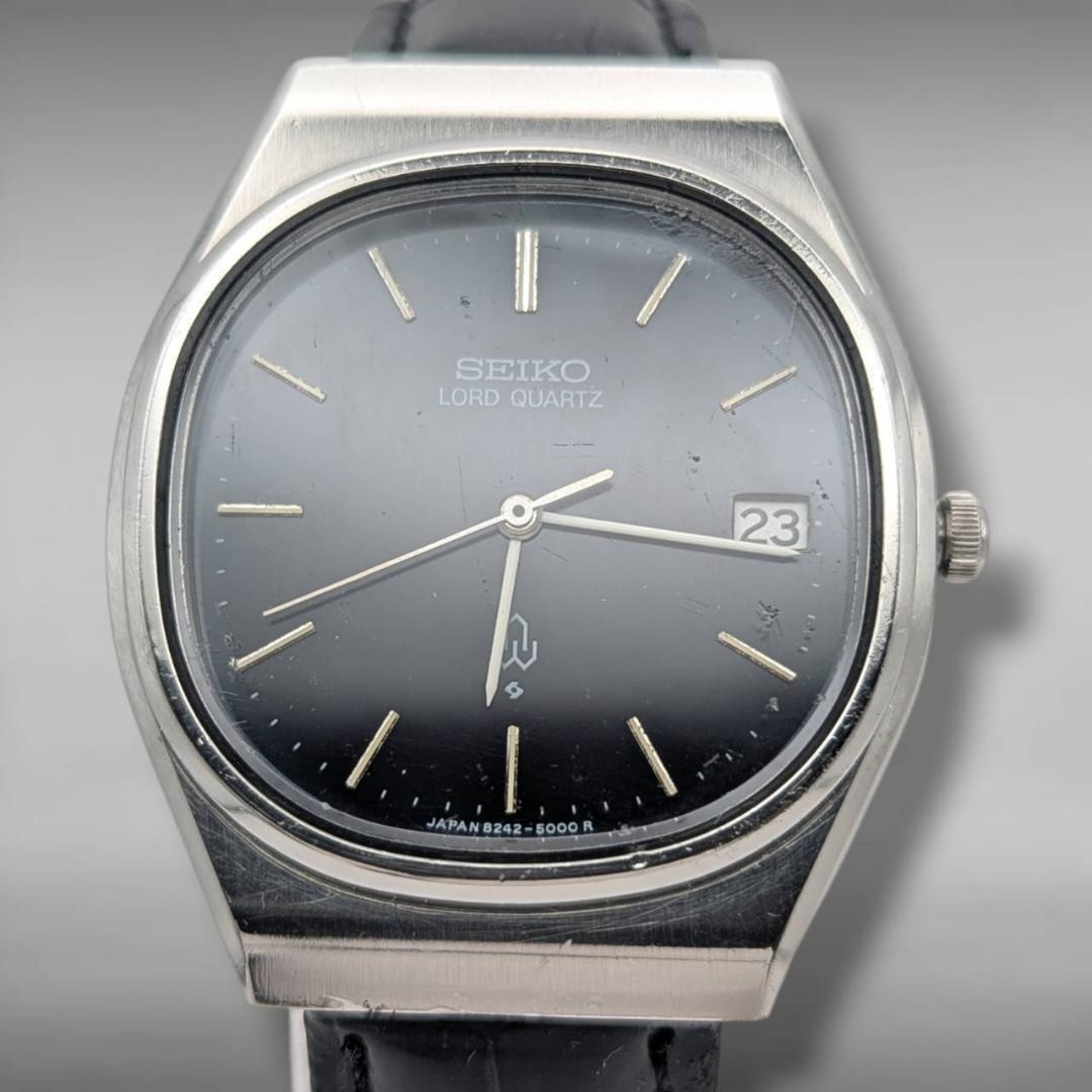 Seiko Lord Quartz 8242 5000 Watch Black Dial Stainless Steel | eBay