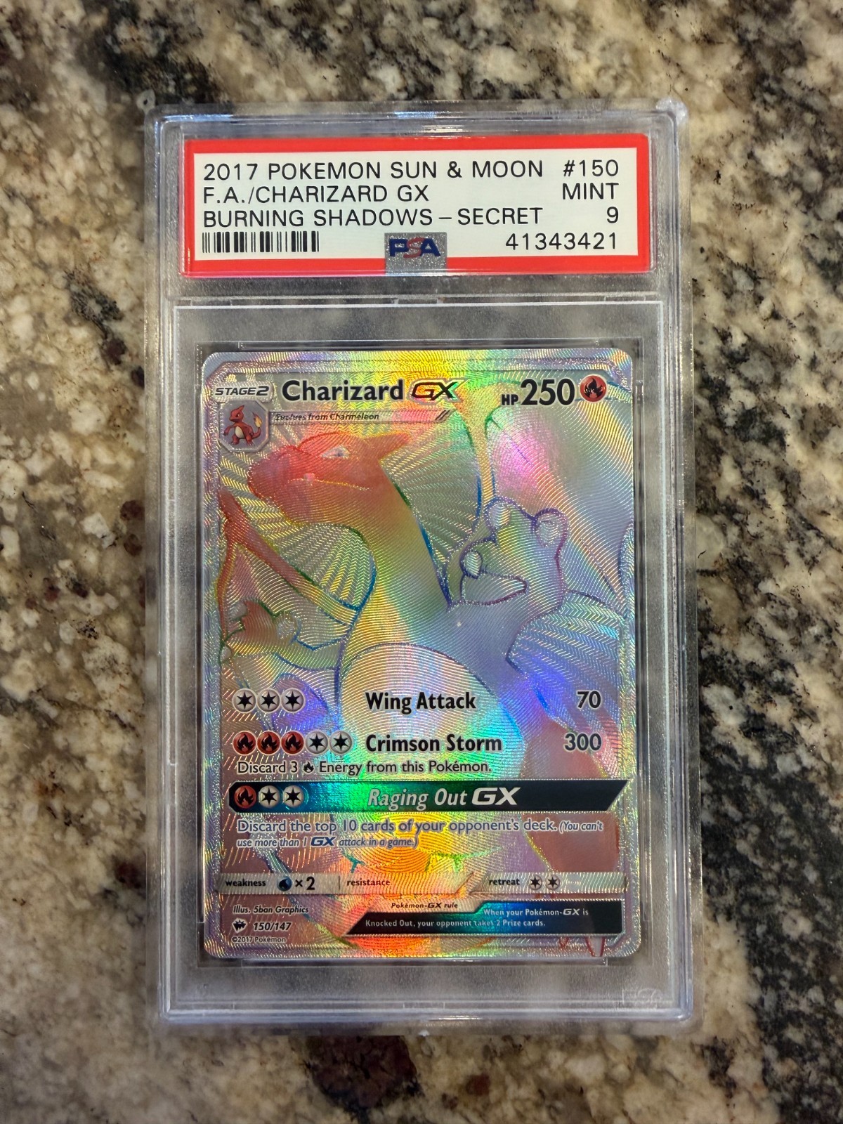 Charizard GX Burning Shadows Secret Rare #150 PSA 9 Mint Pokemon